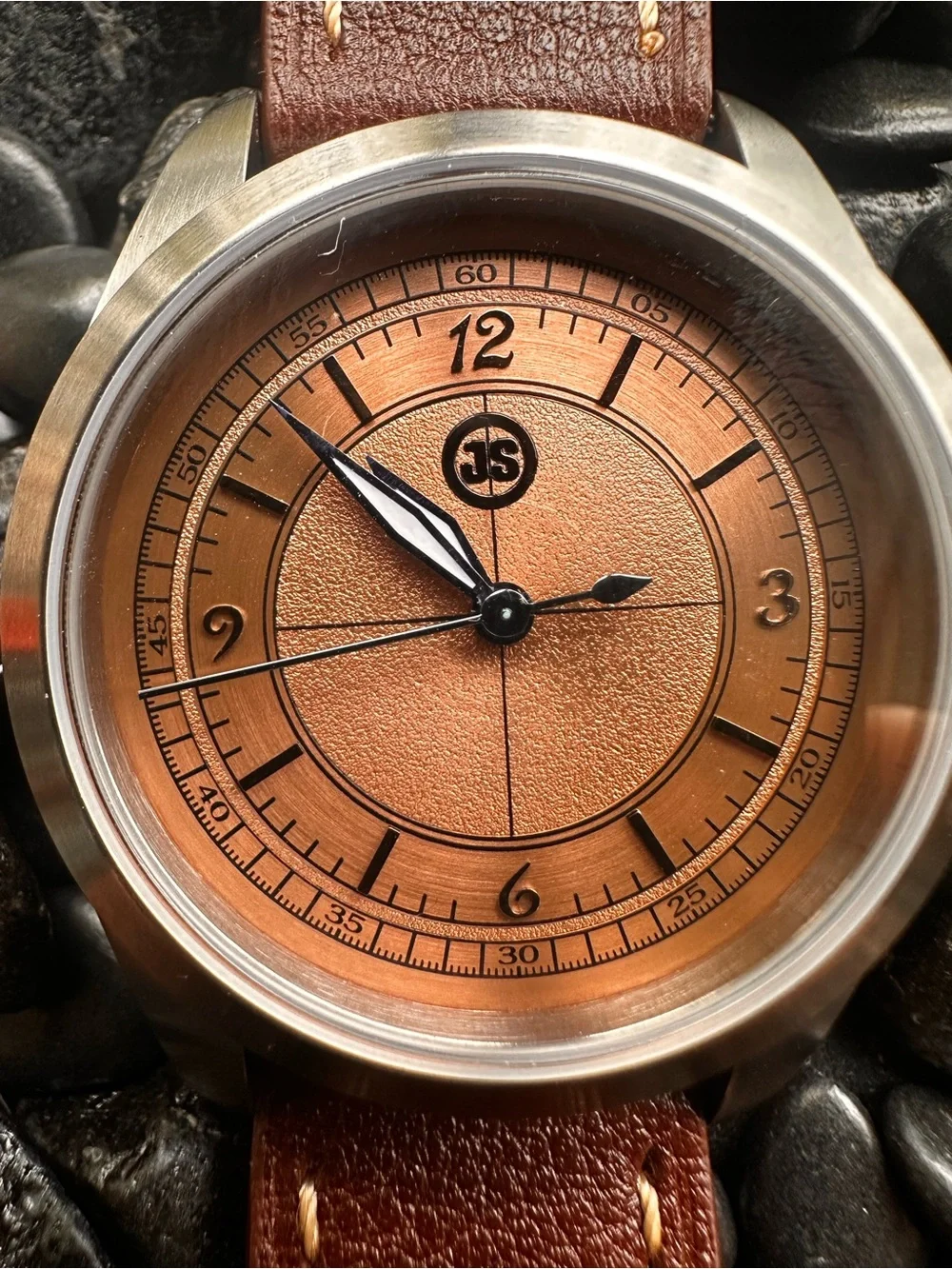 Sector dial  automatic watch with S branded NH35 movement. Brown leather strap